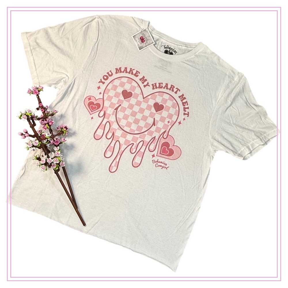 Bohemian‎ Cowgirl Graphic T-Shirt You Make My Heart Melt Valentine Tee